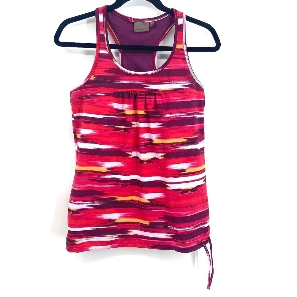 ATHLETA Purple Red Airbrush Tinker Tank Workout Top Built In Bra Size Medium